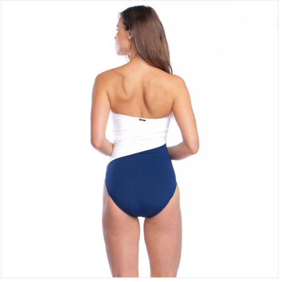 NWT Lauren Ralph Lauren Sz 6 Bel Aire Underwire One Piece Swimsuit Blue $128 - Picture 3 of 6
